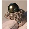 Image 2 :  Tahitian Cultured Pearl & Diamond Ring - .96 ctw D