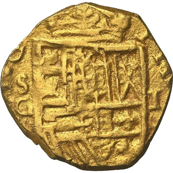 SPAIN, Seville, gold cob 1 escudo, Philip III, assayer G, NGC AU 55, finest and only example in NGC 