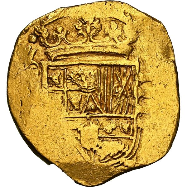 SPAIN, Madrid, gold cob 4 escudos, Philip IV, assayer not visible, rare, NGC AU details / cleaned.