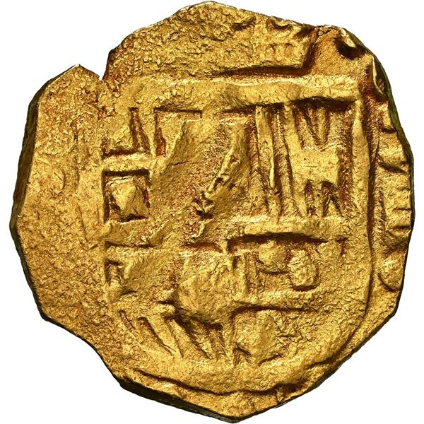 SPAIN, Seville, gold cob 8 escudos, Charles II, assayer not visible, partial date 1690?, NGC MS 63, 