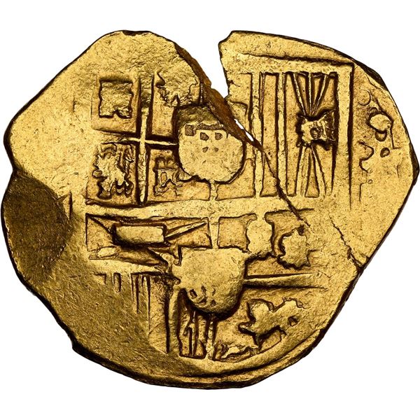 SPAIN, Seville, gold cob 8 escudos, Charles II, assayer not visible, partial date 169_, NGC AU 58.