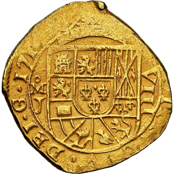 MEXICO, Mexico City, gold cob 8 escudos, 1714 J, NGC MS 64 (1715 Fleet Shipwreck Label).