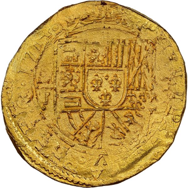 MEXICO, Mexico City, gold cob 8 escudos, 1714 J, flipover double-strike, NGC Mint Error MS 63 (1715 