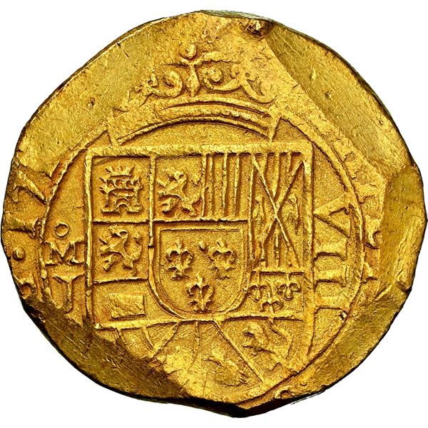MEXICO, Mexico City, gold cob 8 escudos, 1714 J, NGC UNC details / removed from jewelry (1715 Fleet