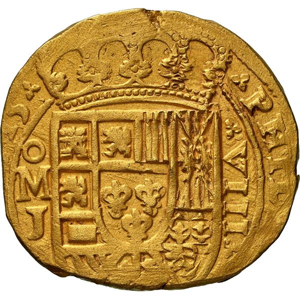 MEXICO, Mexico City, gold cob 8 escudos, 1715 J, NGC AU 55 (1715 Fleet Shipwreck Label).