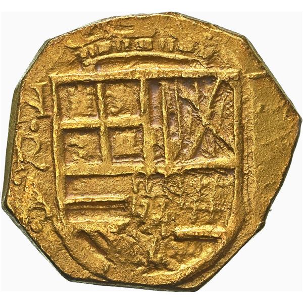COLOMBIA, Bogotá, gold cob 2 escudos, 1628 (struck in 1633), assayer A below mintmark NR to left, mu