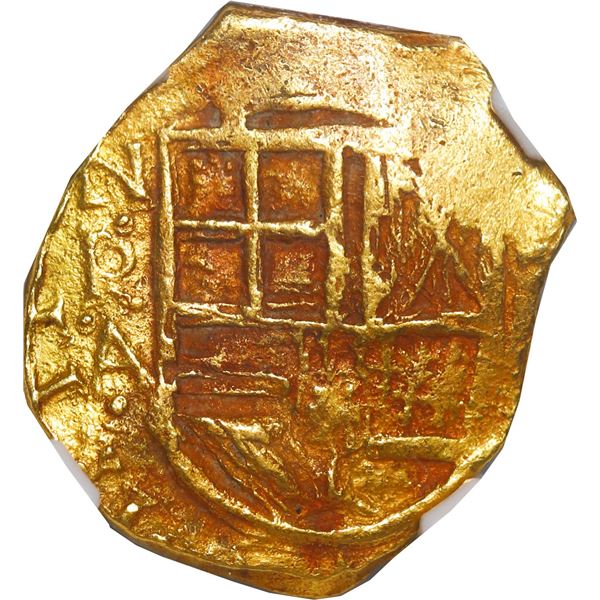 COLOMBIA, Bogotá, gold cob 2 escudos, 1628 (struck in 1633), assayer A below mintmark NR to left, mu