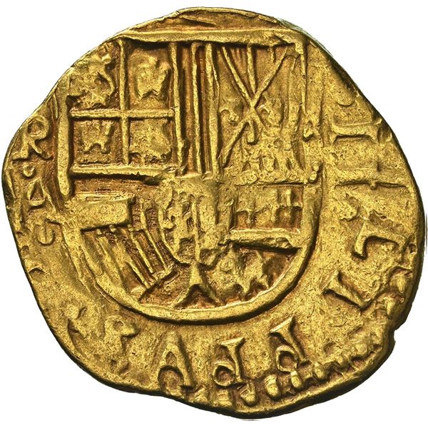 COLOMBIA, Bogotá, gold cob 2 escudos, 1640/39, assayer A below mintmark NR to left, very rare, NGC A