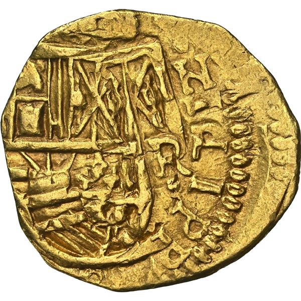 COLOMBIA, Bogotá, gold cob 2 escudos, Philip IV, assayer not visible (R) to left, mintmark NR to rig