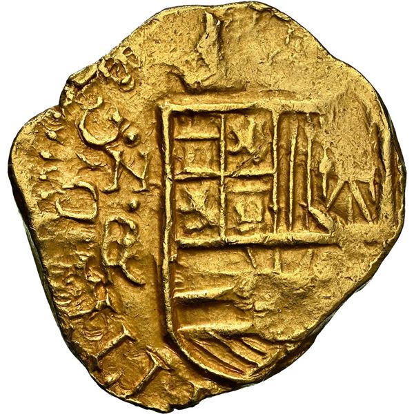 COLOMBIA, Bogotá, gold cob 2 escudos, 1659, assayer not visible (R) to right, mintmark NR to left, r