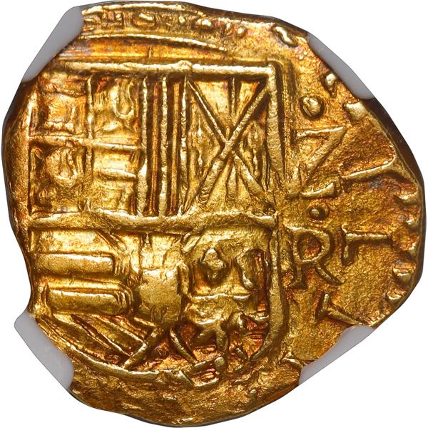 COLOMBIA, Bogotá, gold cob 2 escudos, 1662/1, assayer R below denomination Z to right, very rare, NG