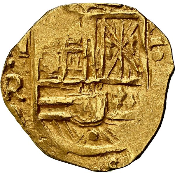 COLOMBIA, Bogotá, gold cob 2 escudos, 1692, assayer A/G below denomination II to right, mintmark NR 