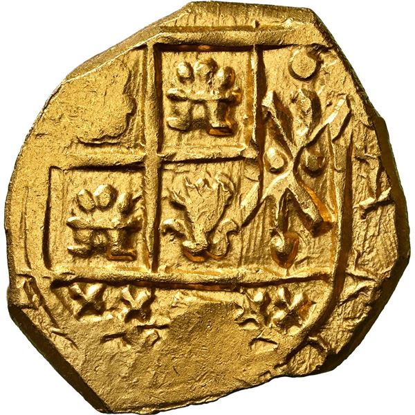 COLOMBIA, Bogotá, gold cob 2 escudos, 1708, no assayer (Arce), NGC MS 62 (1715 Fleet Shipwreck Label