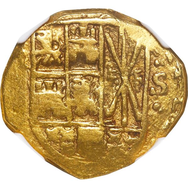 COLOMBIA, Bogotá, gold cob 2 escudos, 1728, assayer S to right, rare, NGC XF 40, finest and only exa