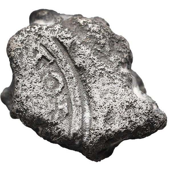 Small silver "plata corriente" cut piece with partial tax stamp from the early to mid-1500s, 10.96 g