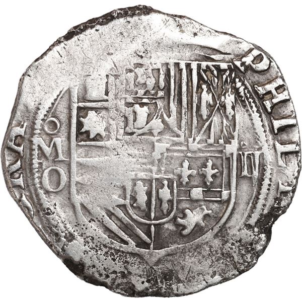 MEXICO, Mexico City, cob 2 reales, Philip II, assayer O below oM to left.