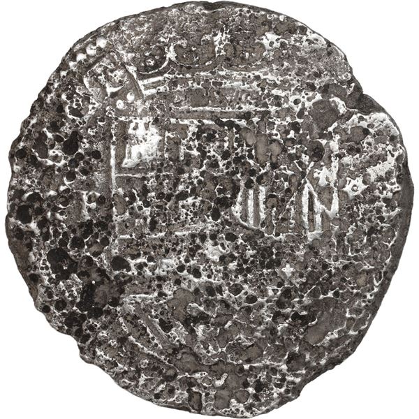 PERU, Lima, cob 8 reales, Philip II, assayer Diego de la Torre, P-8 to left, *-oD to right.