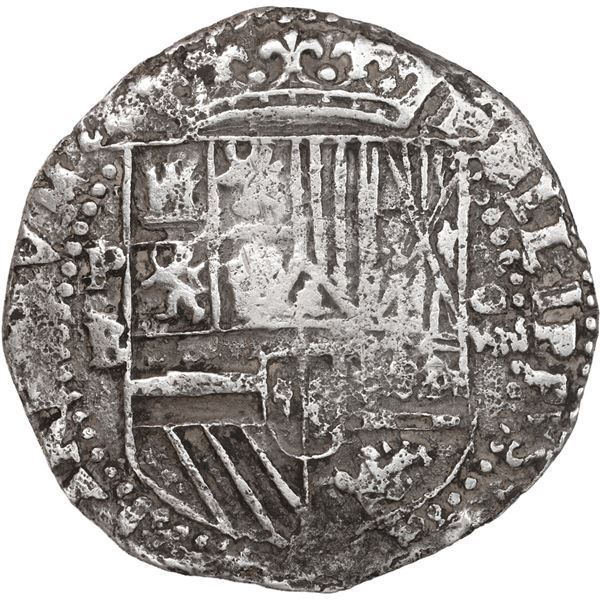 BOLIVIA, Potosí, cob 8 reales, Philip II, assayer B (3rd period).