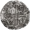 Image 2 : SPAIN, Seville, cob 8 reales, Philip II, assayer Gothic D at 4 o'clock outside tressure on reverse.