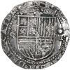 Image 1 : SPAIN, Seville, cob 4 reales, Philip II, assayer Gothic D at 4 o'clock outside tressure on reverse.