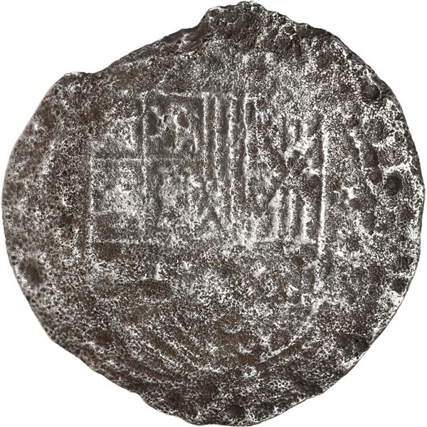 PERU, Lima, cob 8 reales, Philip II, assayer Diego de la Torre, P-8 to left, *-oD to right, "9 point