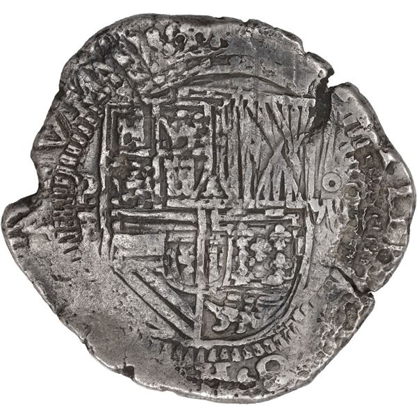 BOLIVIA, Potosí, cob 8 reales, Philip II, assayer B (5th period, early style), Grade 1, with early c