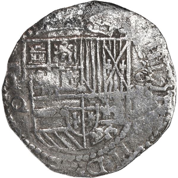 BOLIVIA, Potosí, cob 8 reales, Philip III, assayer Q/R (curved leg), rare, Grade 1.
