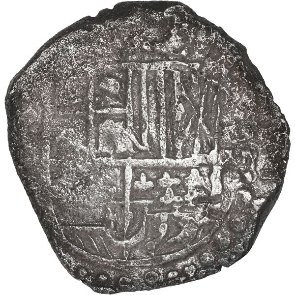 BOLIVIA, Potosí, cob 8 reales, Philip III, assayer not visible, quadrants of cross transposed, Grade