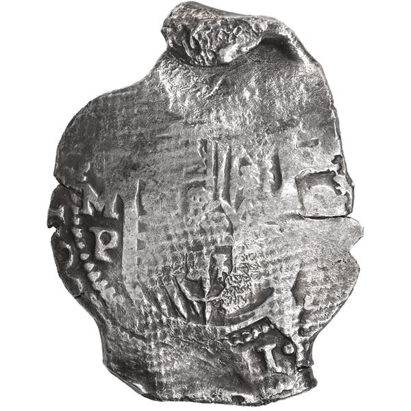 MEXICO, Mexico City, cob 8 reales, Philip IV, assayer P, with canvas imprint on shield side.