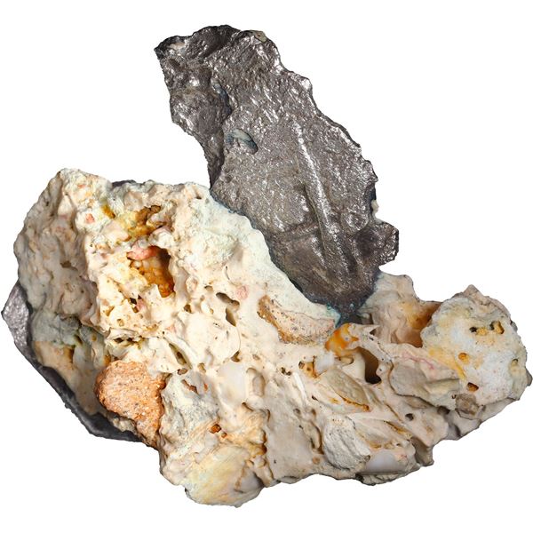 MEXICO, Mexico City, clump of two cobs, one 8 reales (fragment) and one 4 reales, in mass of coral, 