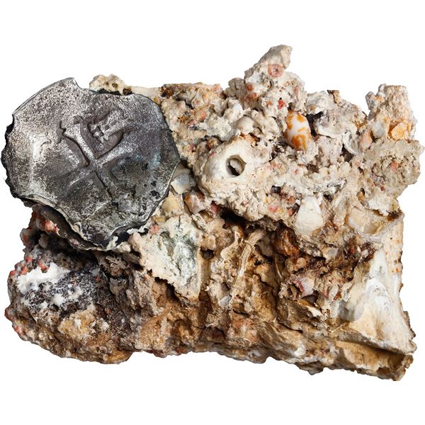 MEXICO, Mexico City, clump of one cob 4 in thick mass of coral, Philip IV, assayer not visible.