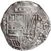 Image 1 : BOLIVIA, Potosí, cob 8 reales, Philip IV, assayer P (mid-1620s), quadrants of cross transposed, "fla