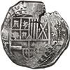Image 1 : BOLIVIA, Potosí, cob 8 reales, Philip IV, assayer T (early 1630s), with cross-fleury ornaments.