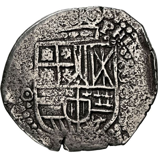 BOLIVIA, Potosí, cob 8 reales, 1650 (Spanish 5) O, with crowned-L countermark on cross, NGC VF detai