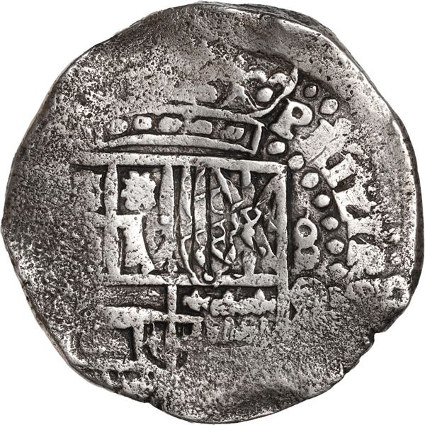 BOLIVIA, Potosí, cob 8 reales, (1650) O, with crowned-PH countermark on shield.