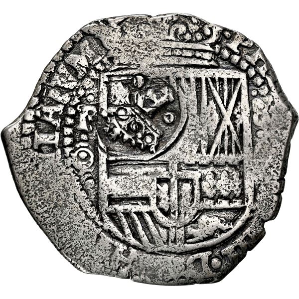 BOLIVIA, Potosí, cob 8 reales, 1651 (modern 5) O, with crowned-•F• (two dots) coun