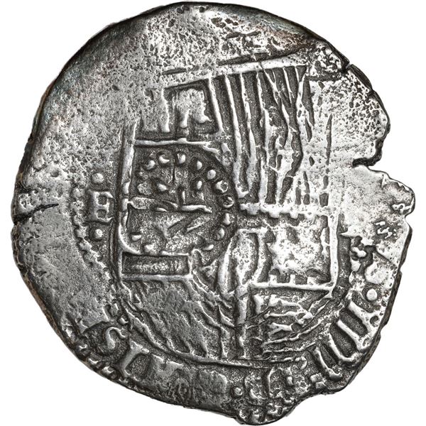 BOLIVIA, Potosí, cob 8 reales, (1651-2) E, with crown-alone countermark on shield.