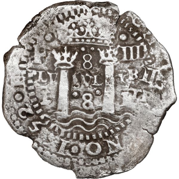 BOLIVIA, Potosí, cob 8 reales, 1652 E, Transitional Type IV/A.