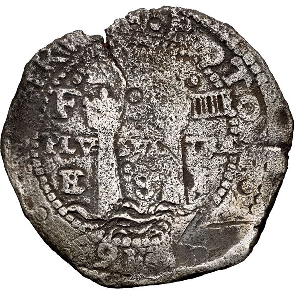 BOLIVIA, Potosí, cob 8 reales, 1652 E, Transitional Type IV/A, NGC F details / sea salvaged (Shipwre