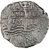 Image 1 : BOLIVIA, Potosí, cob 4 reales, 1653 E, tiny denomination 4, PCGS VF details / saltwater damage.