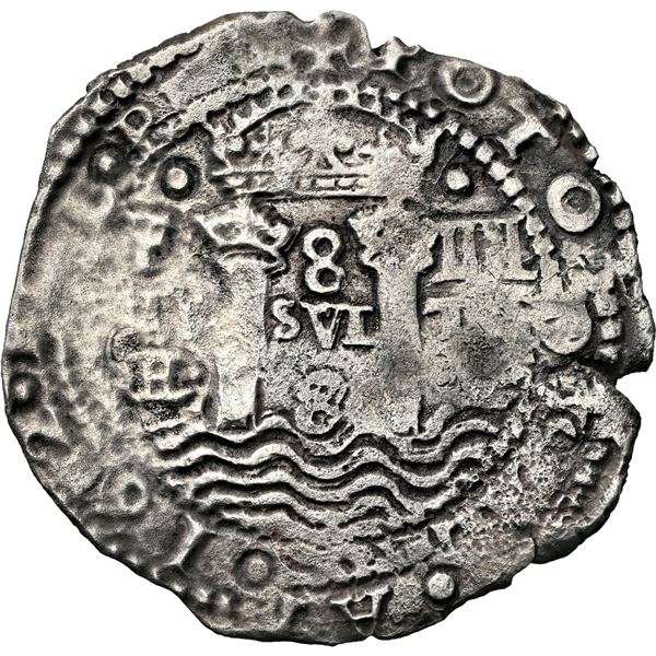 BOLIVIA, Potosí, cob 8 reales, 1652 E, Transitional Type IV/A, NGC VF details / sea salvaged (Shipwr