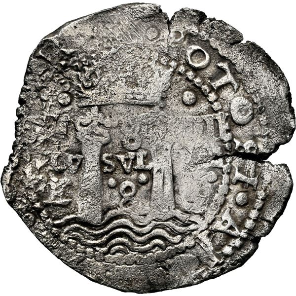 BOLIVIA, Potosí, cob 8 reales, 1652 E, Transitional Type IV/A, NGC VF details / sea salvaged (Shipwr