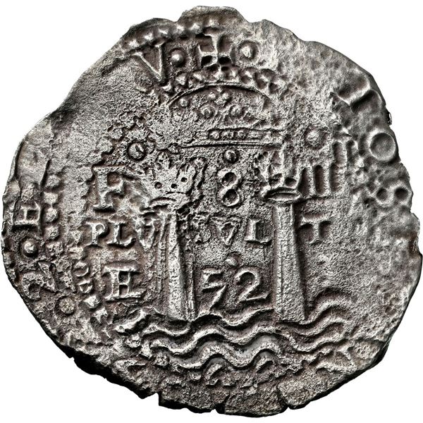 BOLIVIA, Potosí, cob 8 reales, 1652 E, Transitional Type V/A, NGC XF details / sea salvaged (Shipwre