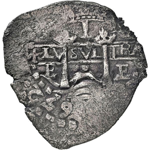 BOLIVIA, Potosí, cob 1 real, 1652 E, transitional McLean Type V, NGC VF details / sea salvaged (Ship