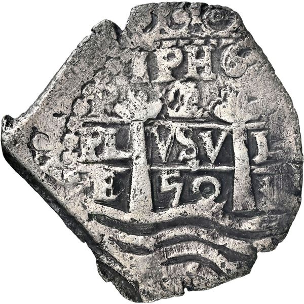 BOLIVIA, Potosí, cob 1 real, 1652 E, post-transitional (McLean transitional Type VII), 1-PH-6 at top