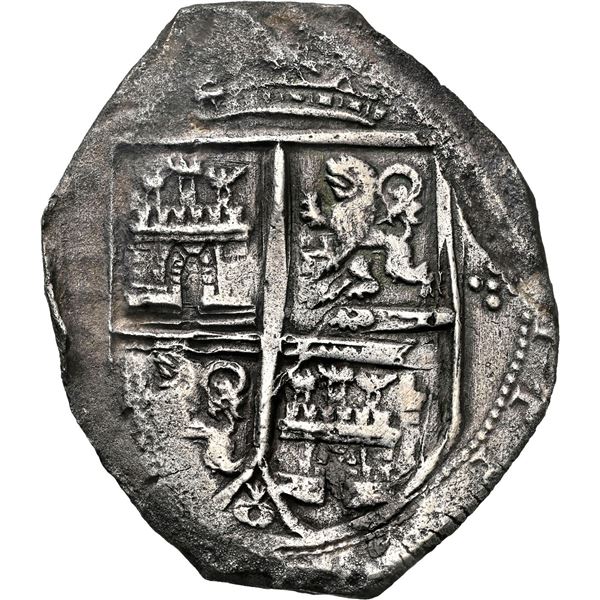 COLOMBIA, Bogotá, cob 8 reales, Philip IV, assayer PoRS (1652-4), rare, NGC XF details / sea salvage