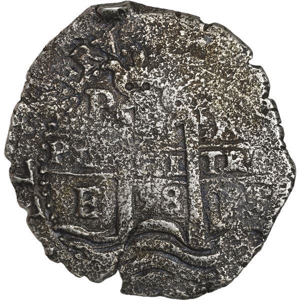 BOLIVIA, Potosí, cob 8 reales, 1658 E, •pomegranate• above cross, ex-Ullian.