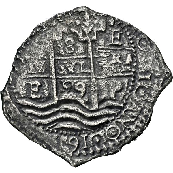 BOLIVIA, Potosí, cob 8 reales, 1659 E, NGC XF details / sea salvaged (Shipwreck Blue Label).