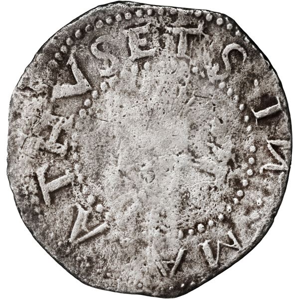 UNITED STATES, Massachusetts Bay Colony, "oak tree" shilling, 1652, Noe-13, IN at bottom, straight l