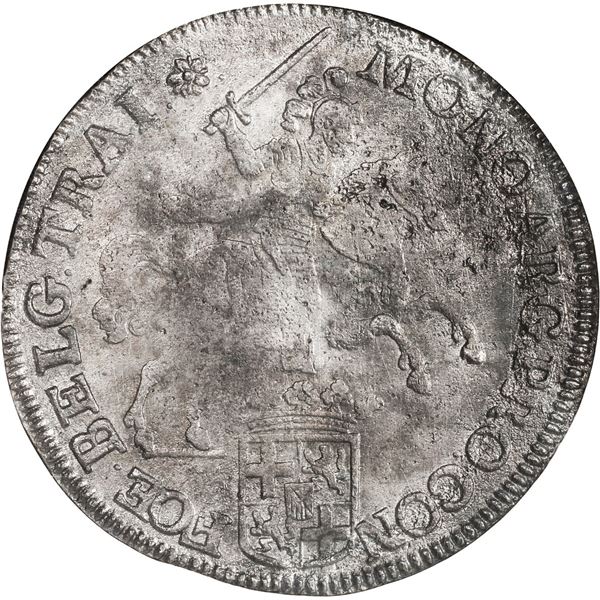 NETHERLANDS (United), Utrecht, "rider" ducatoon, 1711, NGC AU details / saltwater damage (Shipwreck 